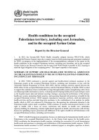 Health conditions in the occupied Palestinian territory, including east Jerusalem, and in the occupied Syrian Golan